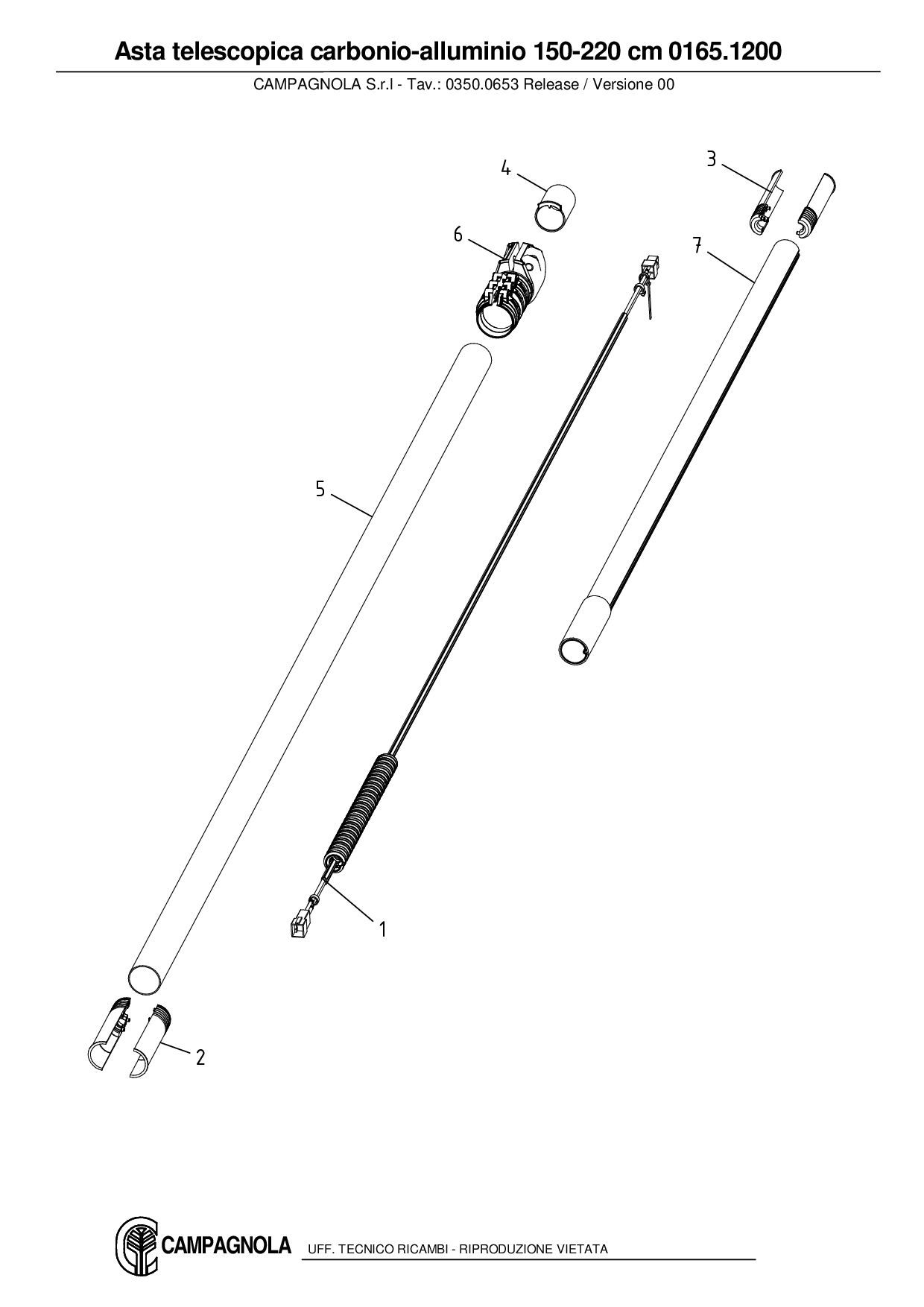 0165.1200_Asta telescop carbonio-alluminio 150-220cm